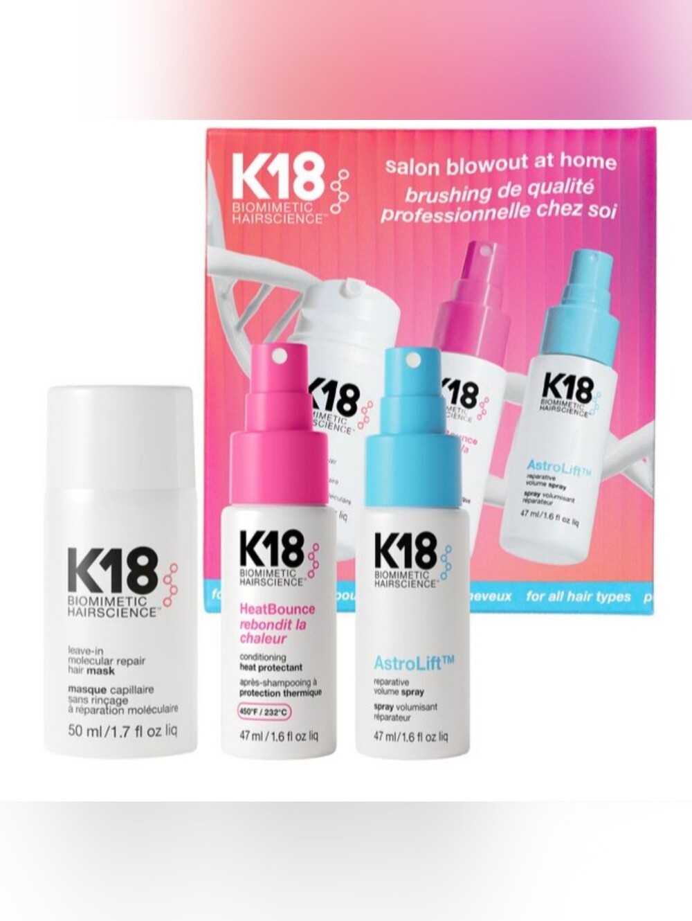 K18 Salon Blowout At Home Kit trio damage repair heat protection fast shipping